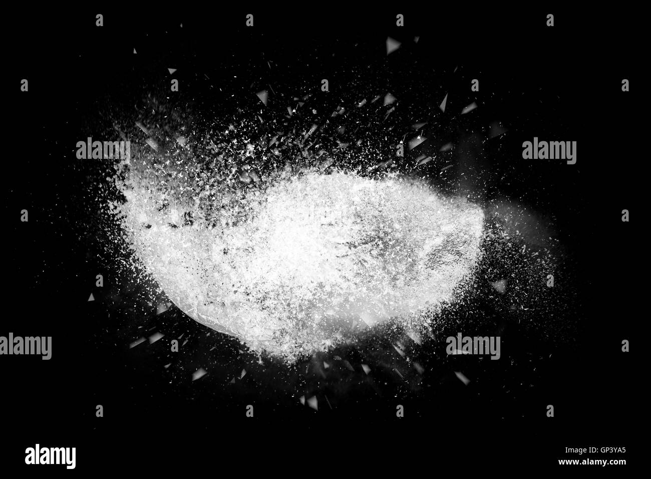 Freeze motion of colorful powder paint exploding isolated on black dark ...