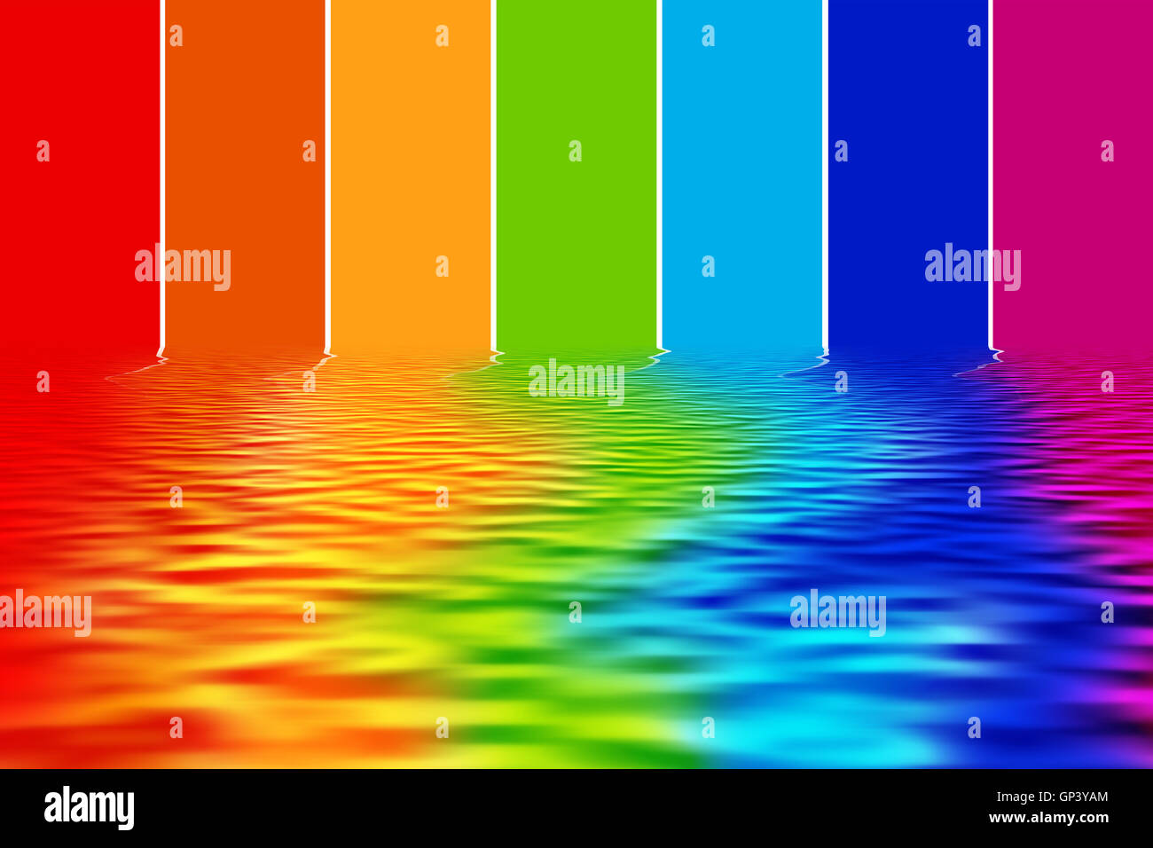 Illustration of spectrum colors reflecting on water Stock Photo