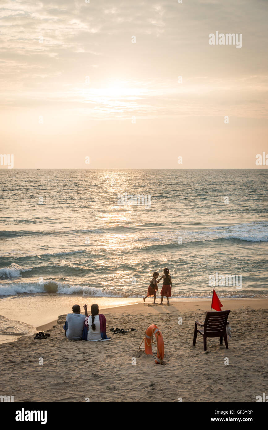 On holiday at Varkala beach, Kerala, India Stock Photo