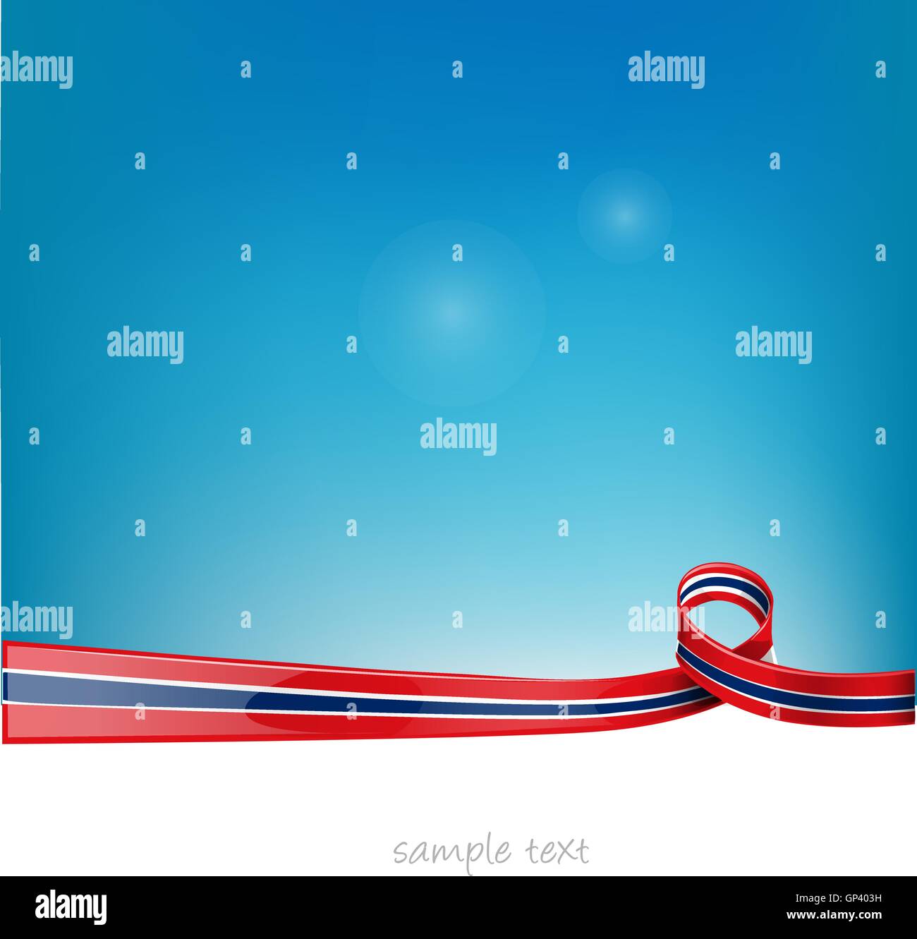 Thailand And Costarica Ribbon Flag On Blue Sky Background