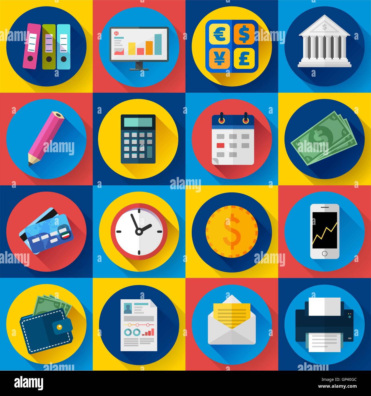 Money and bank icon set. Flat designed style Stock Vector Image & Art ...
