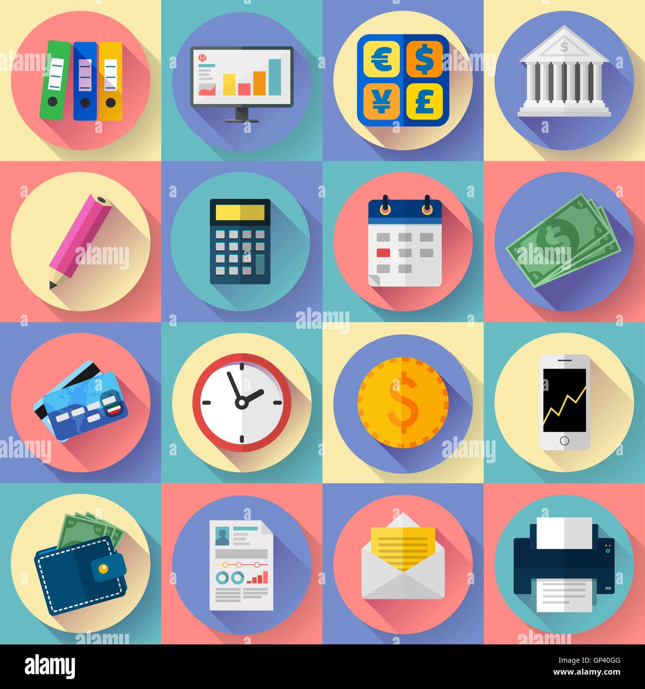 Money and bank icon set. Flat designed style Stock Vector Image & Art ...
