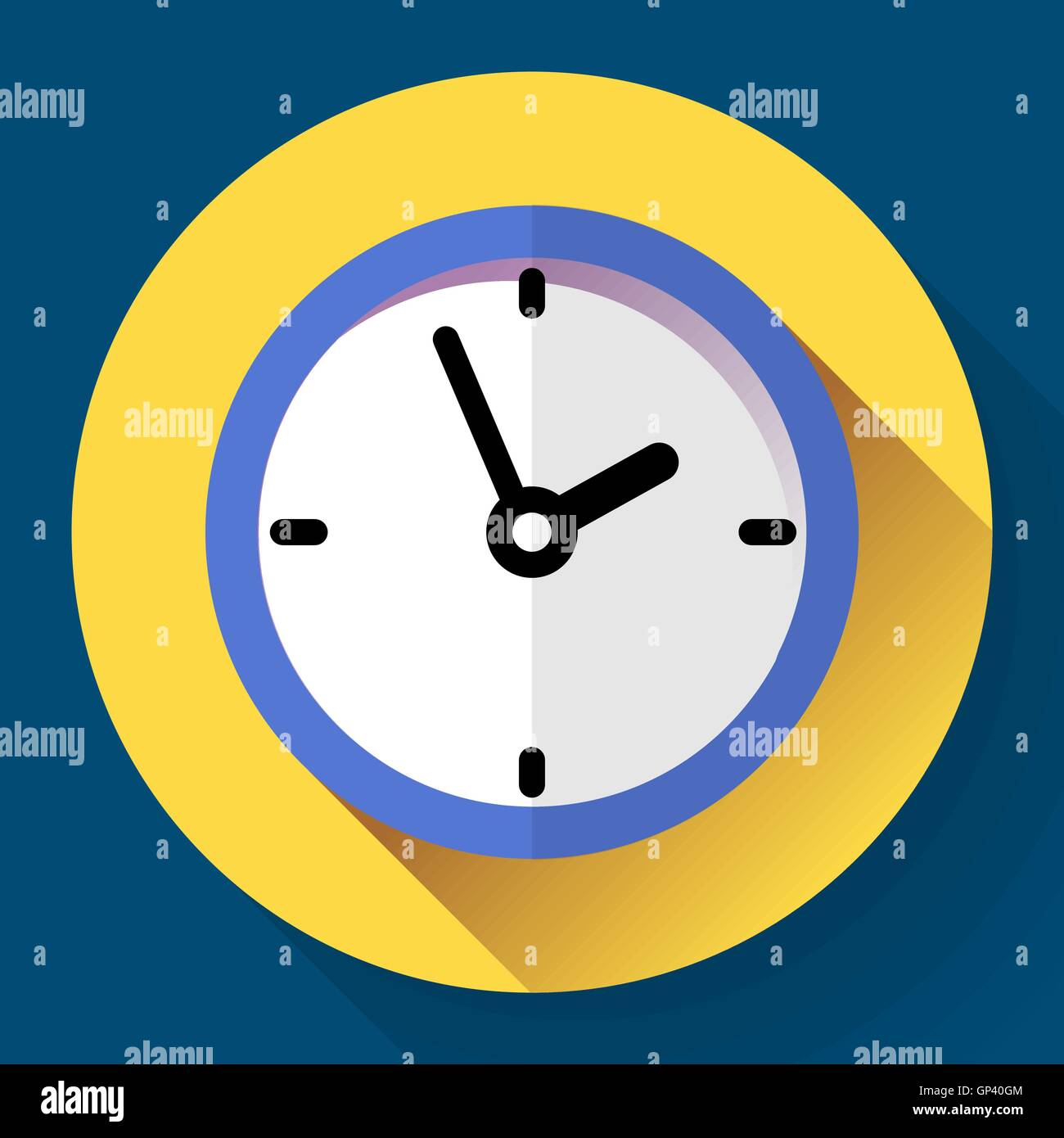 Clock icon, Vector illustration flat design with long shadow Stock ...