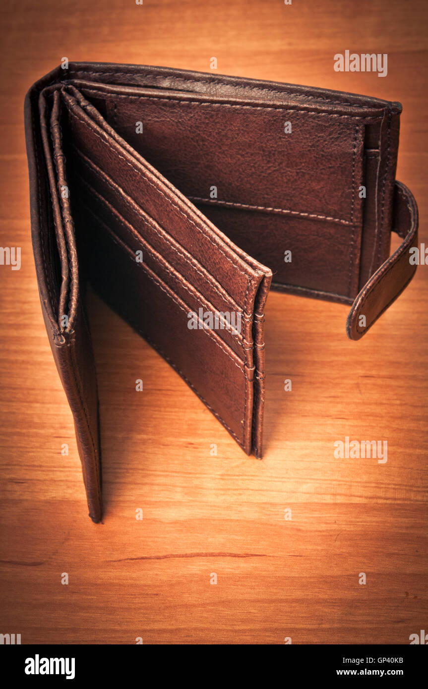 empty leather wallet Stock Photo