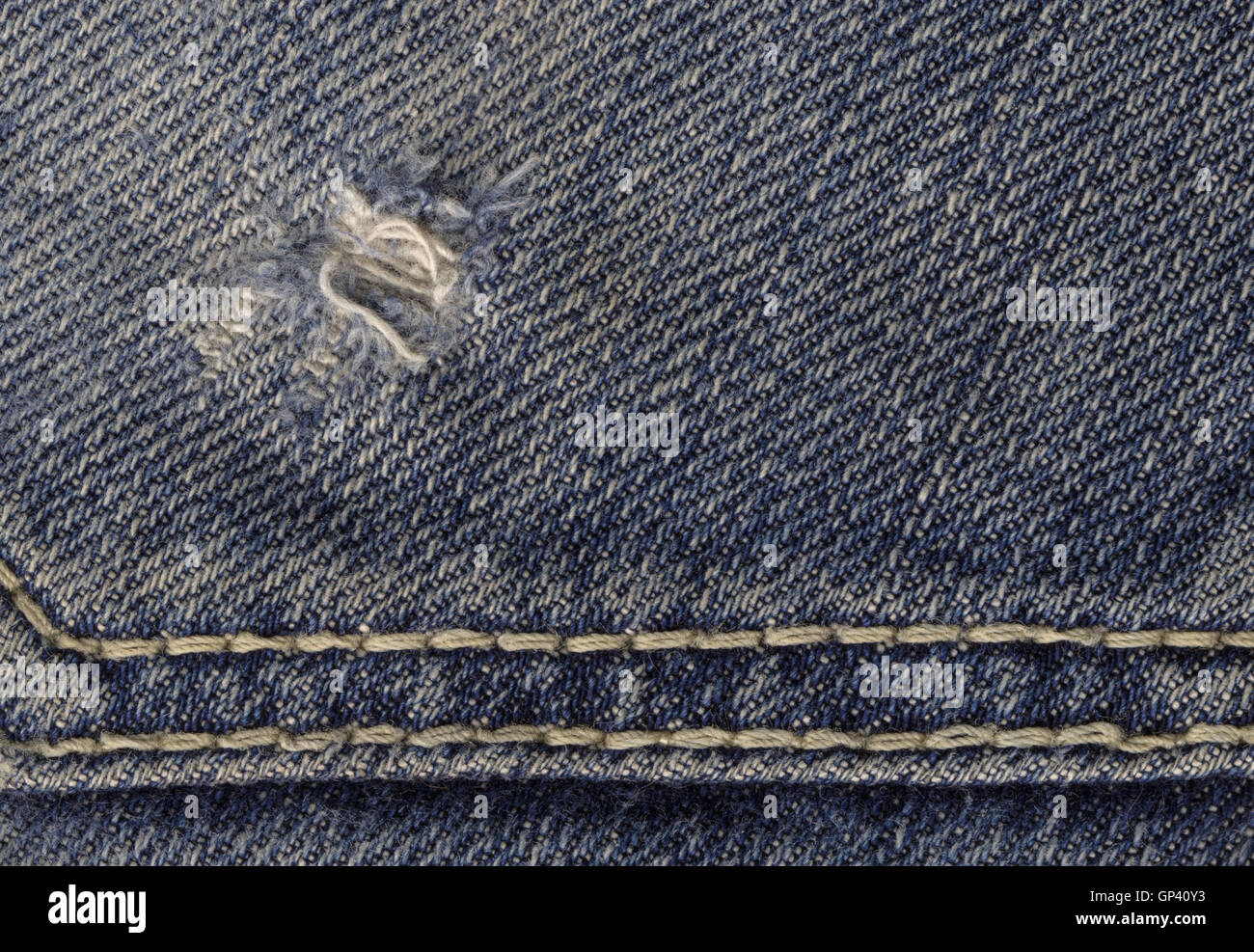 Macro View of Blue Jeans Fabric Stock Photo