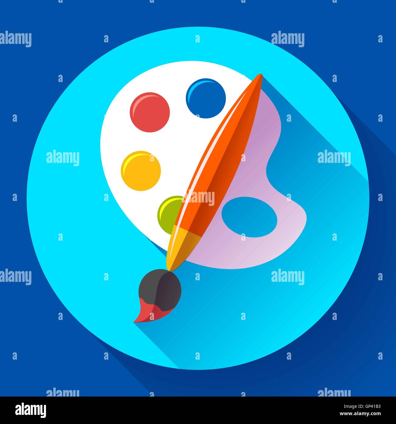 Paint brush with palette icon. Flat design style Stock Vector Image ...