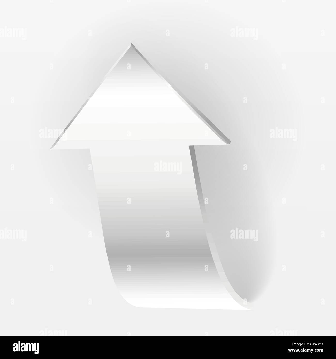 White arrow points backward and grey background Stock Vector