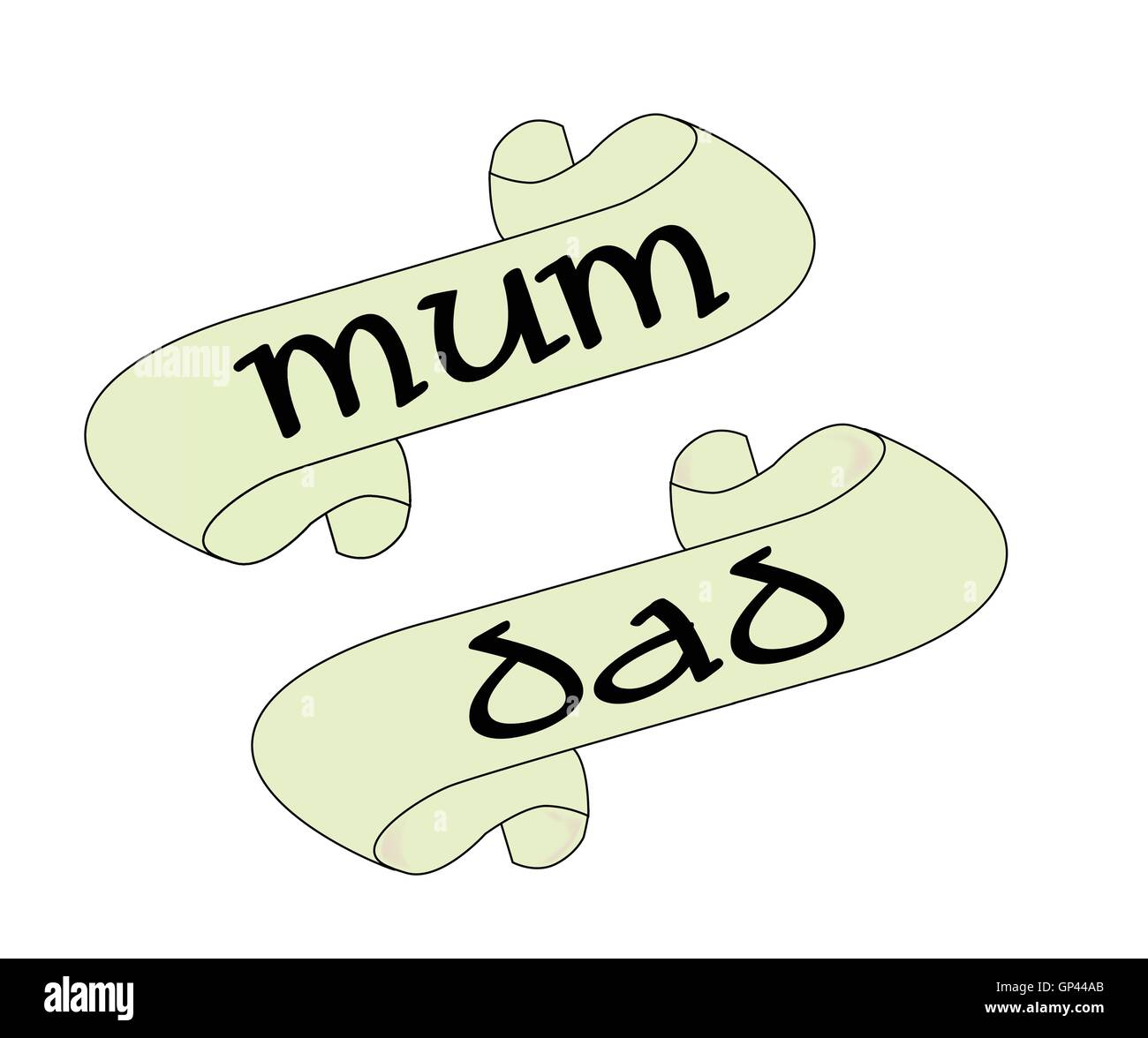 Mum and Dad scroll over a white background Stock Vector Image & Art - Alamy