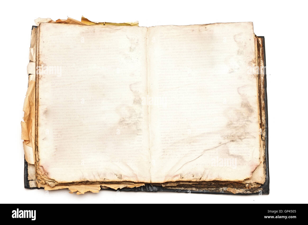 Открытая старинная книга на белом фоне
