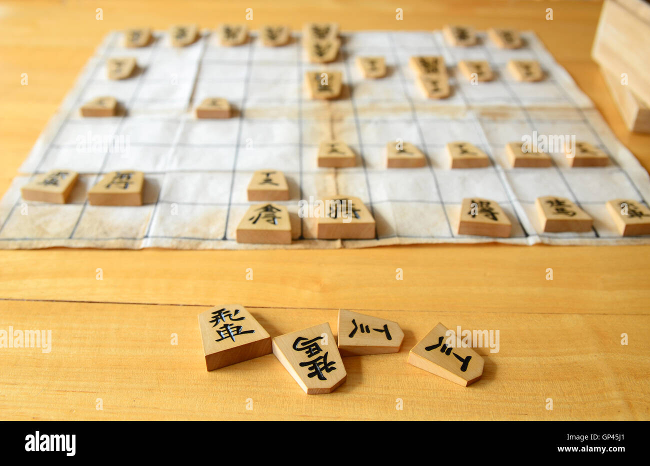 Japan Chess Shogi Wood Peaces 1900s Traditional Japanese Game 