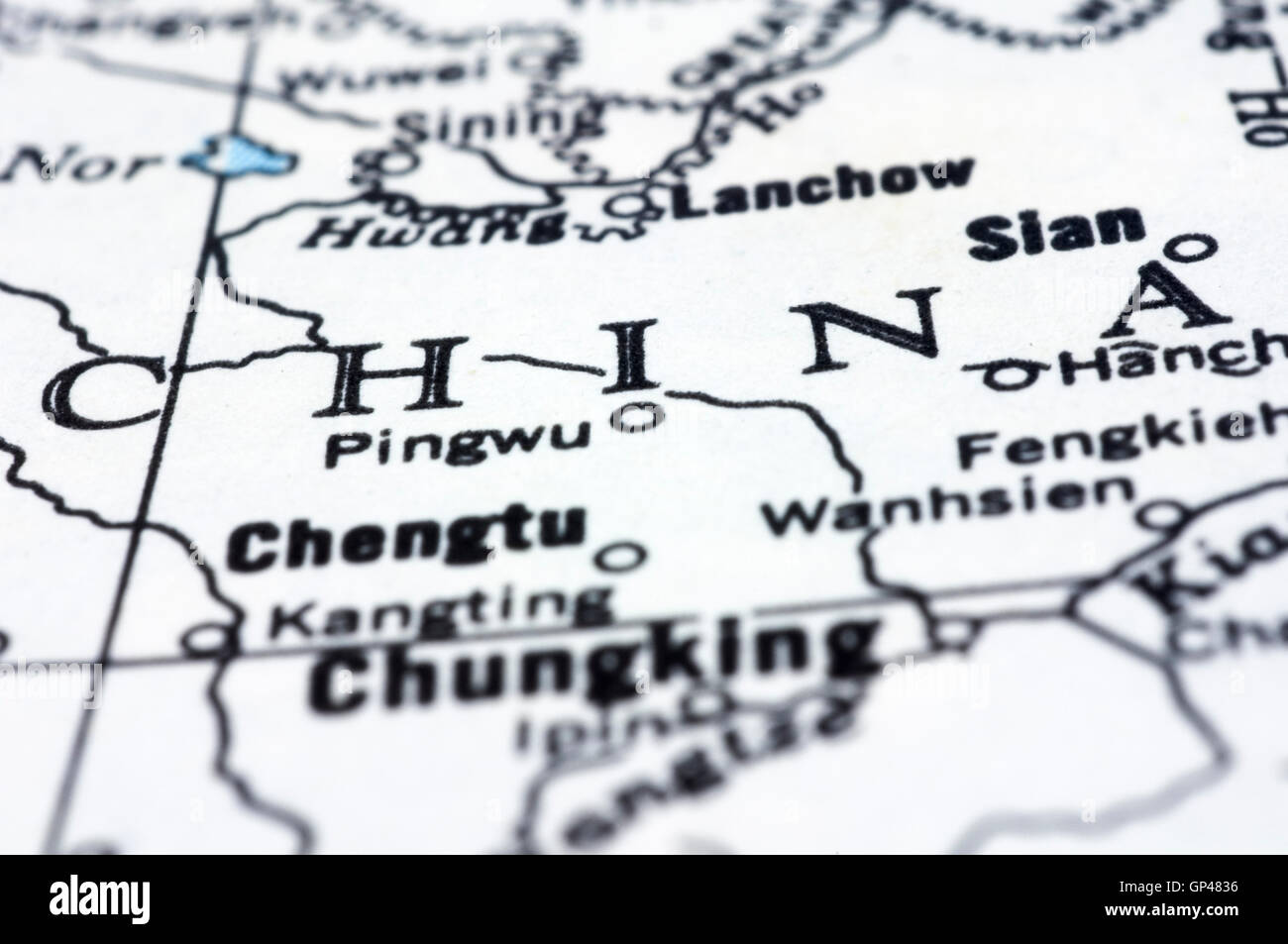 close up of China on map Stock Photo