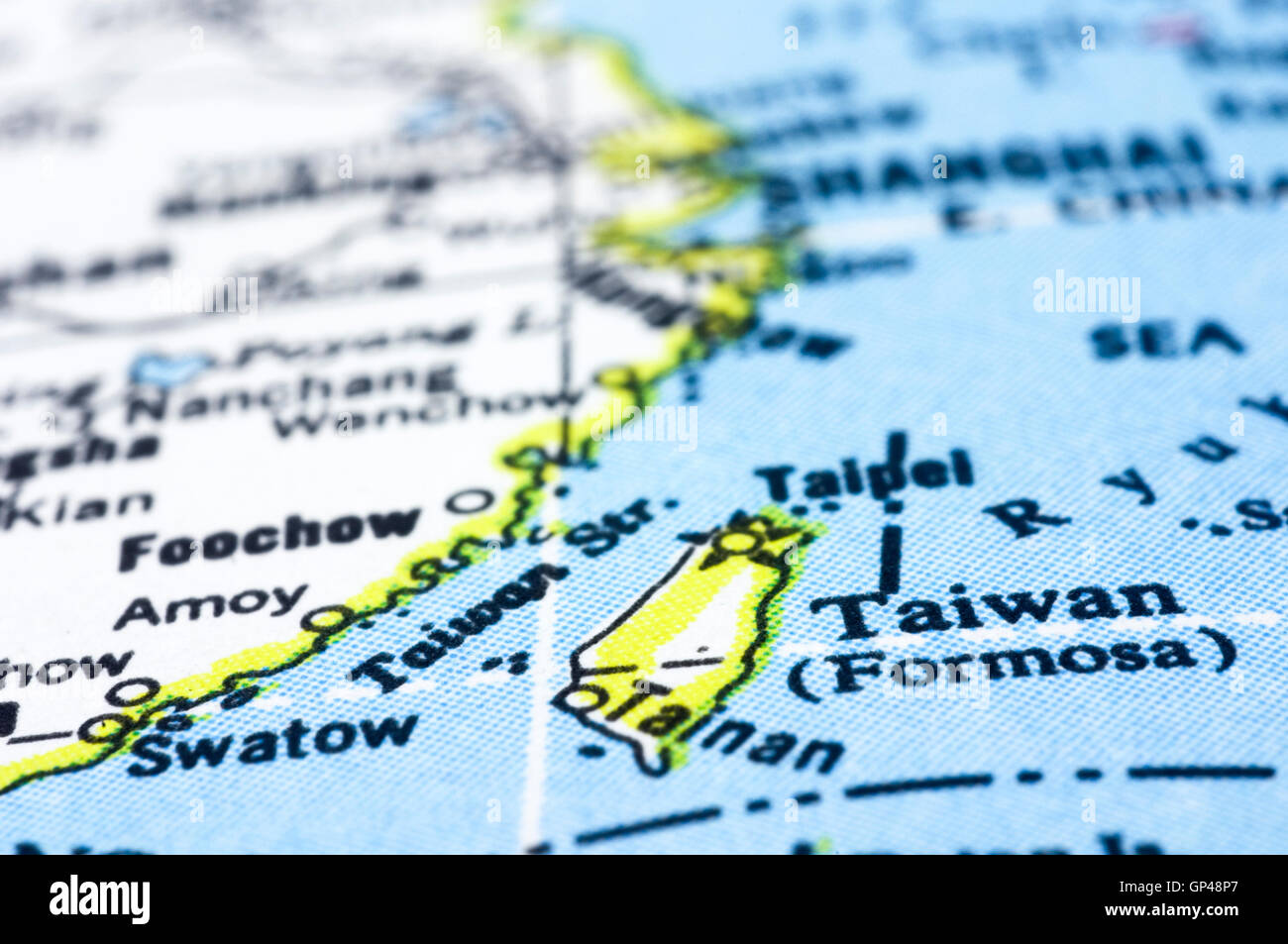 close up of taiwan on map Stock Photo