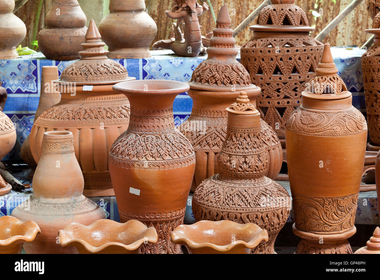Earthenware handmade old clay pots Stock Photo Alamy