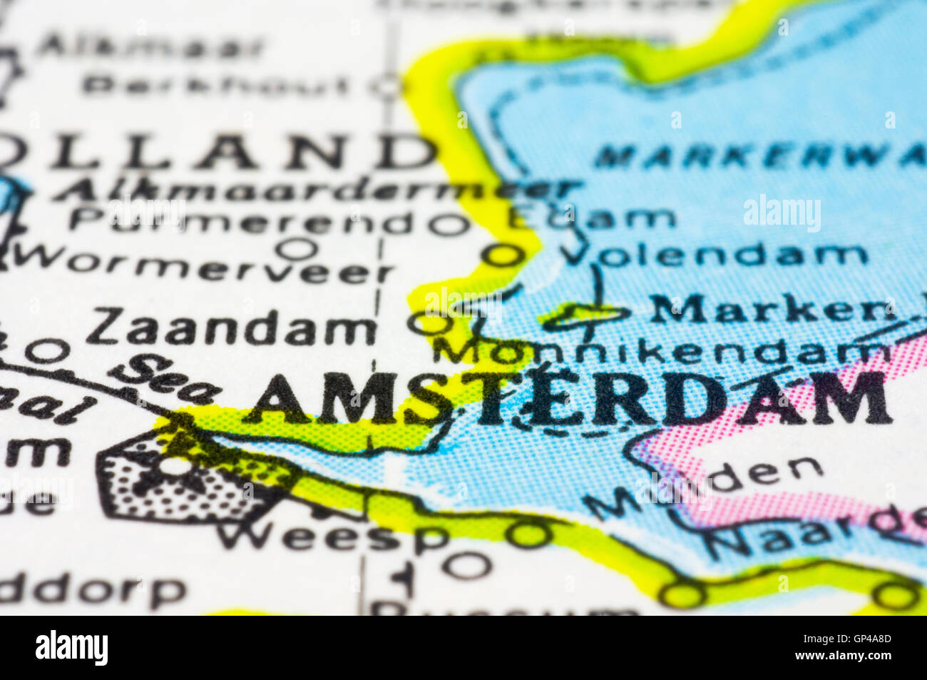 close up of Amsterdam on map, Netherlands Stock Photo Alamy