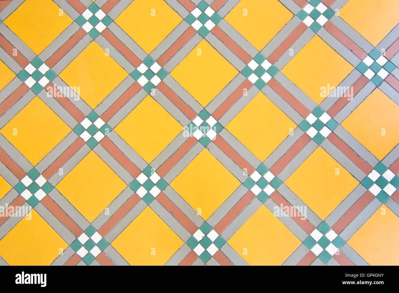 Vintage yellow floor tile Stock Photo