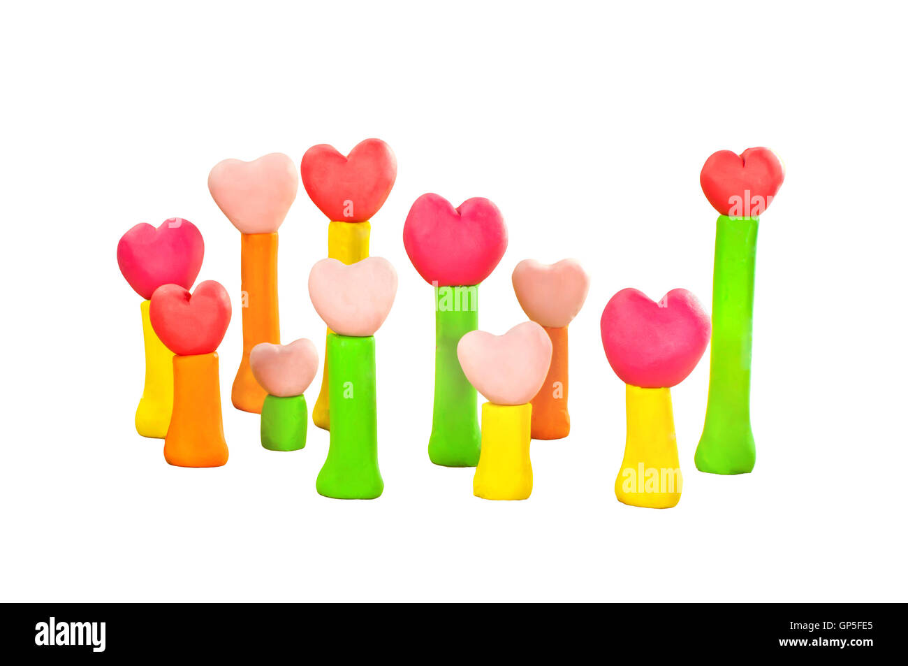 sweet color heart on post made from plasticine Stock Photo