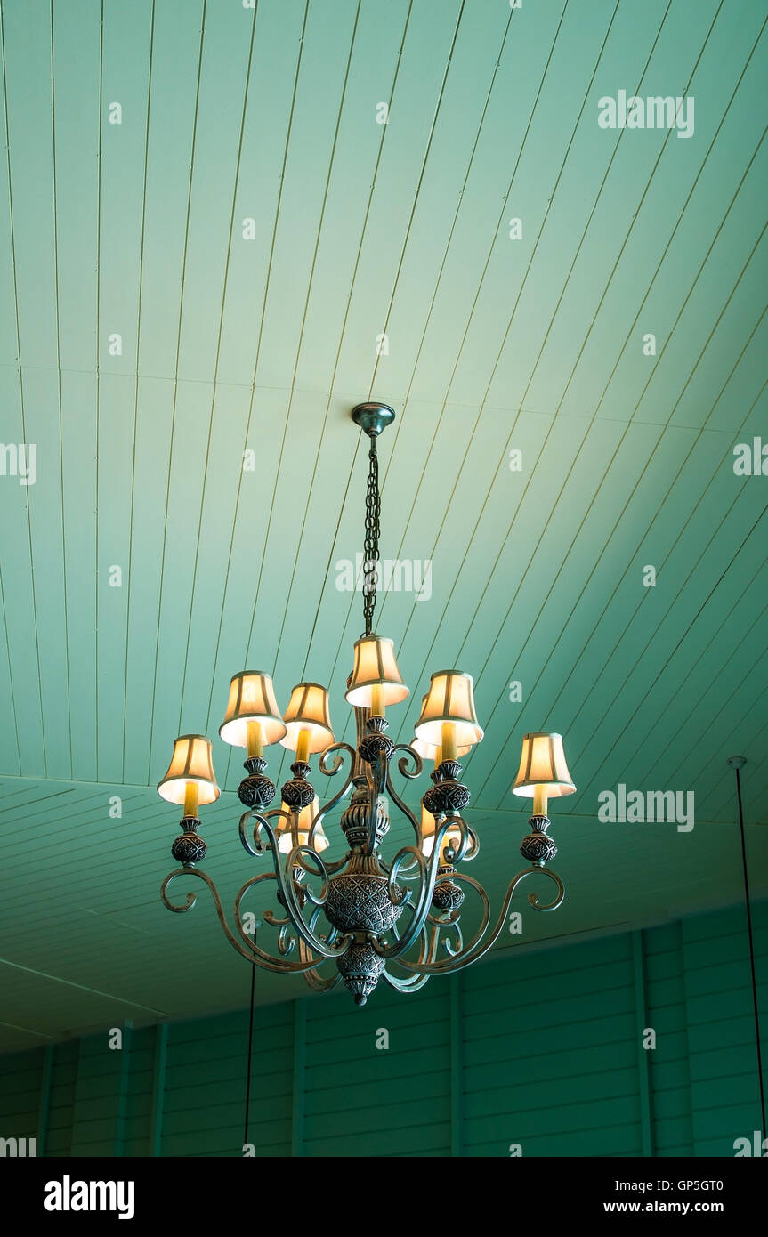 Picture of vintage chandelier in room Stock Photo - Alamy