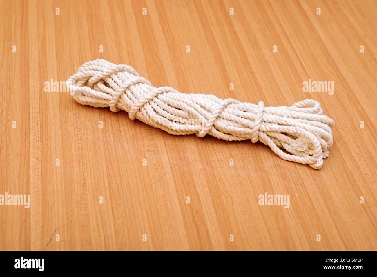 Detail of a twisted nylon rope Stock Photo