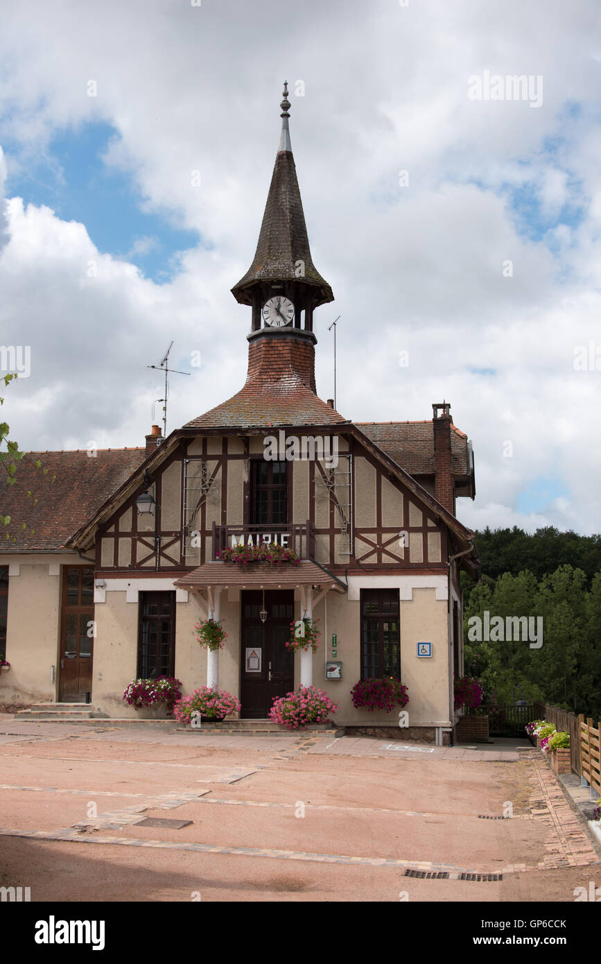 The town hall at Lavault-Sainte-Anne in the Allier department o fFrance Stock Photo