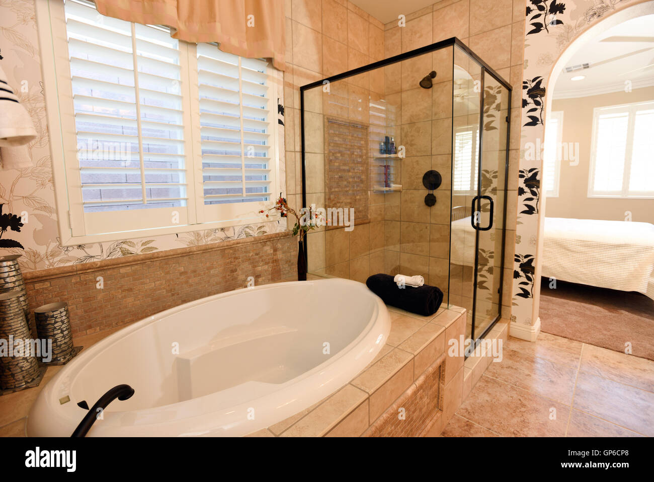Residential master bathroom interior Stock Photo