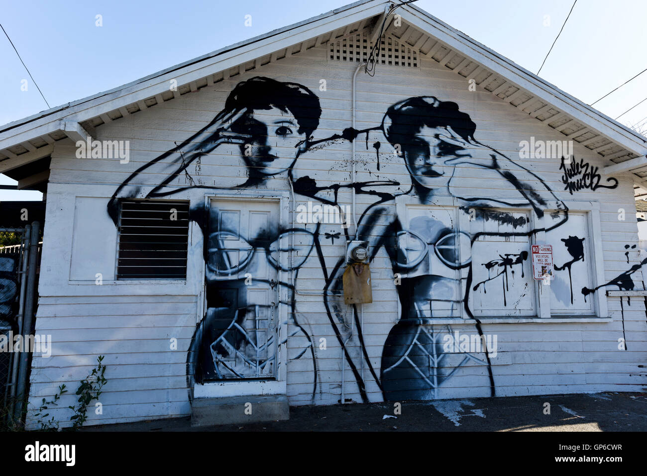 Street art painted on the back of a commercial building in Venice Beach, California Stock Photo