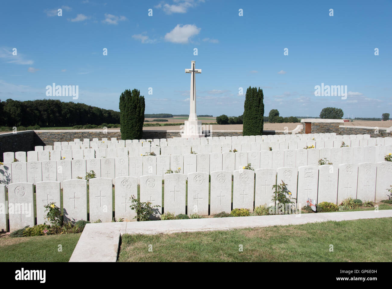 One of the many British cemeteries in the Somme Stock Photo