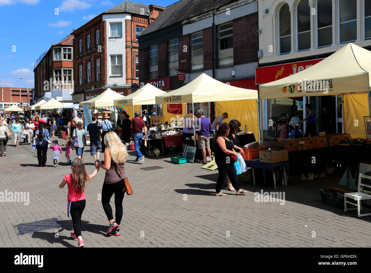 Street view of Kettering town, Northamptonshire County, England Stock