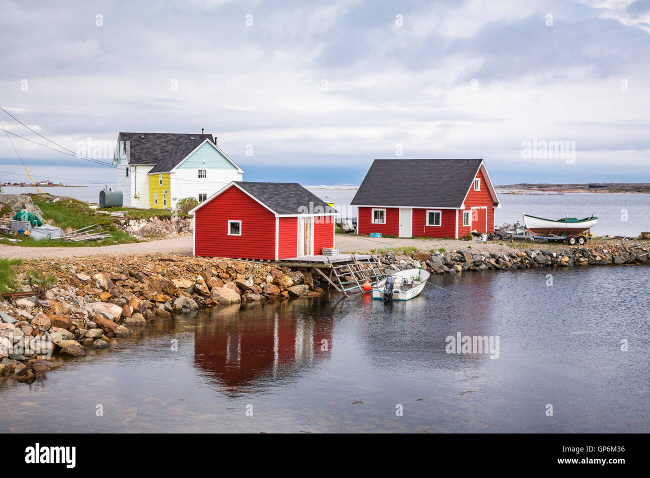 Fishing boats and stages in the harbor at Joe Batt's ArmBarr'd Islands