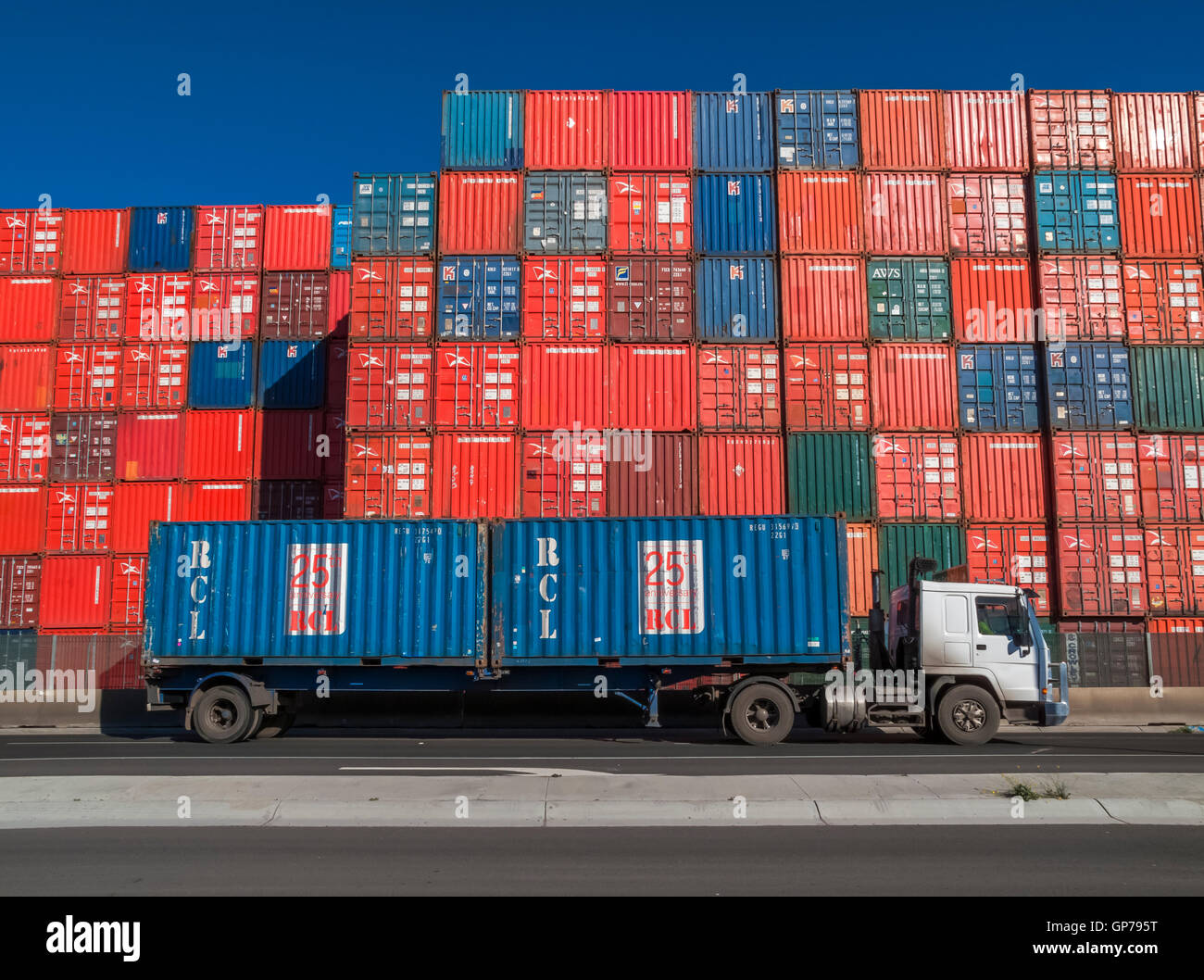 Shipping Containers Truck Lorry High Resolution Stock Photography and