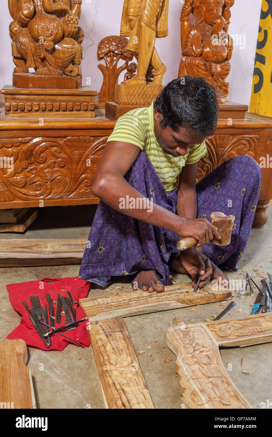 Man wood carving, bastar, chhattisgarh, india, asia Stock Photo
