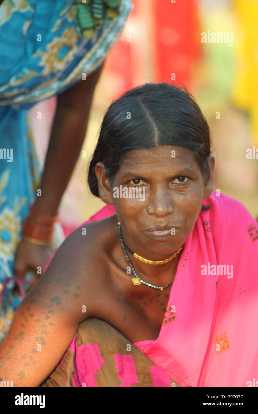 Tribal woman at haat weekly bazaar, bastar, chhattisgarh, india, asia Stock Photo