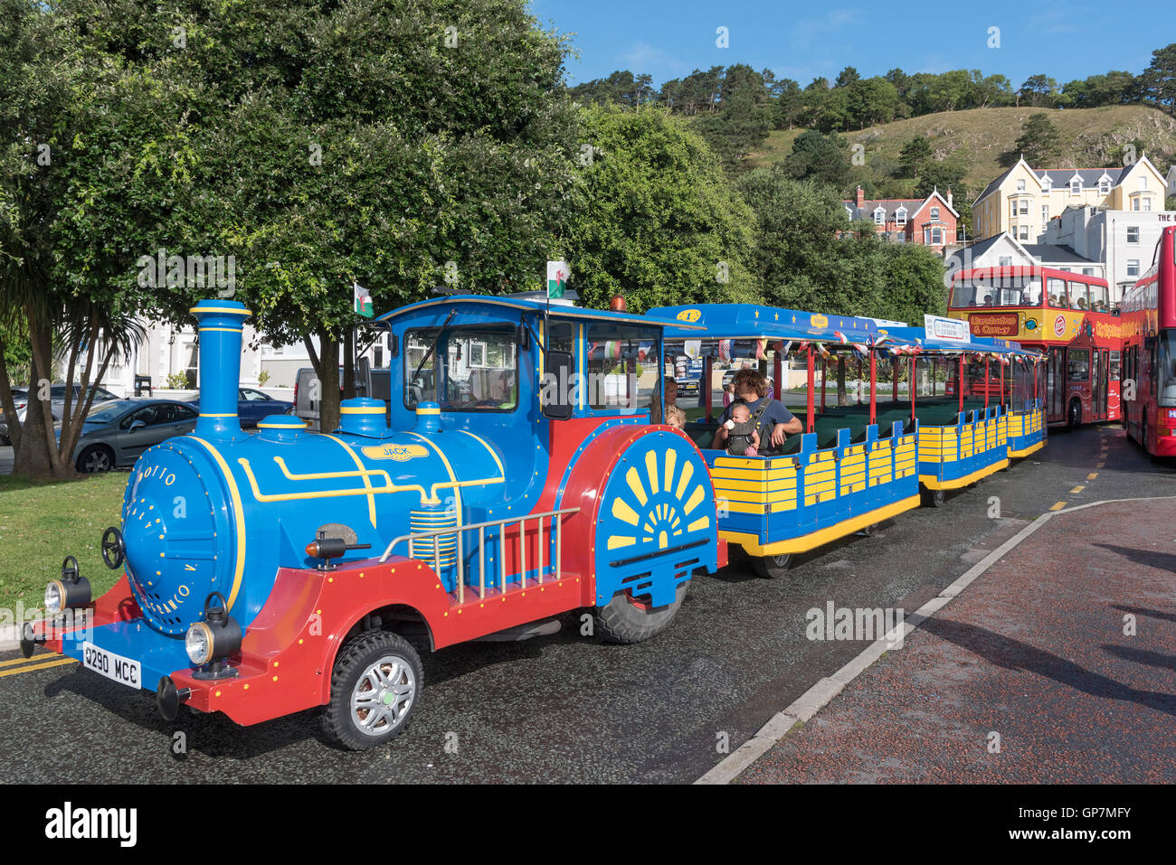 Llandudno. Clwyd North Wales. Tourist trains and buses Stock Photo