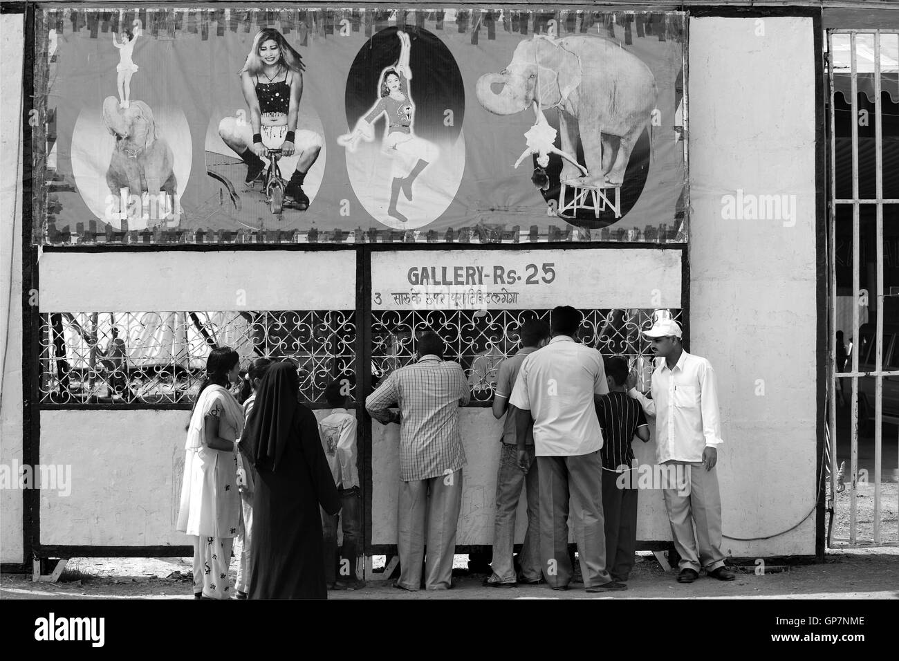 People buying ticket of circus, india, asia Stock Photo