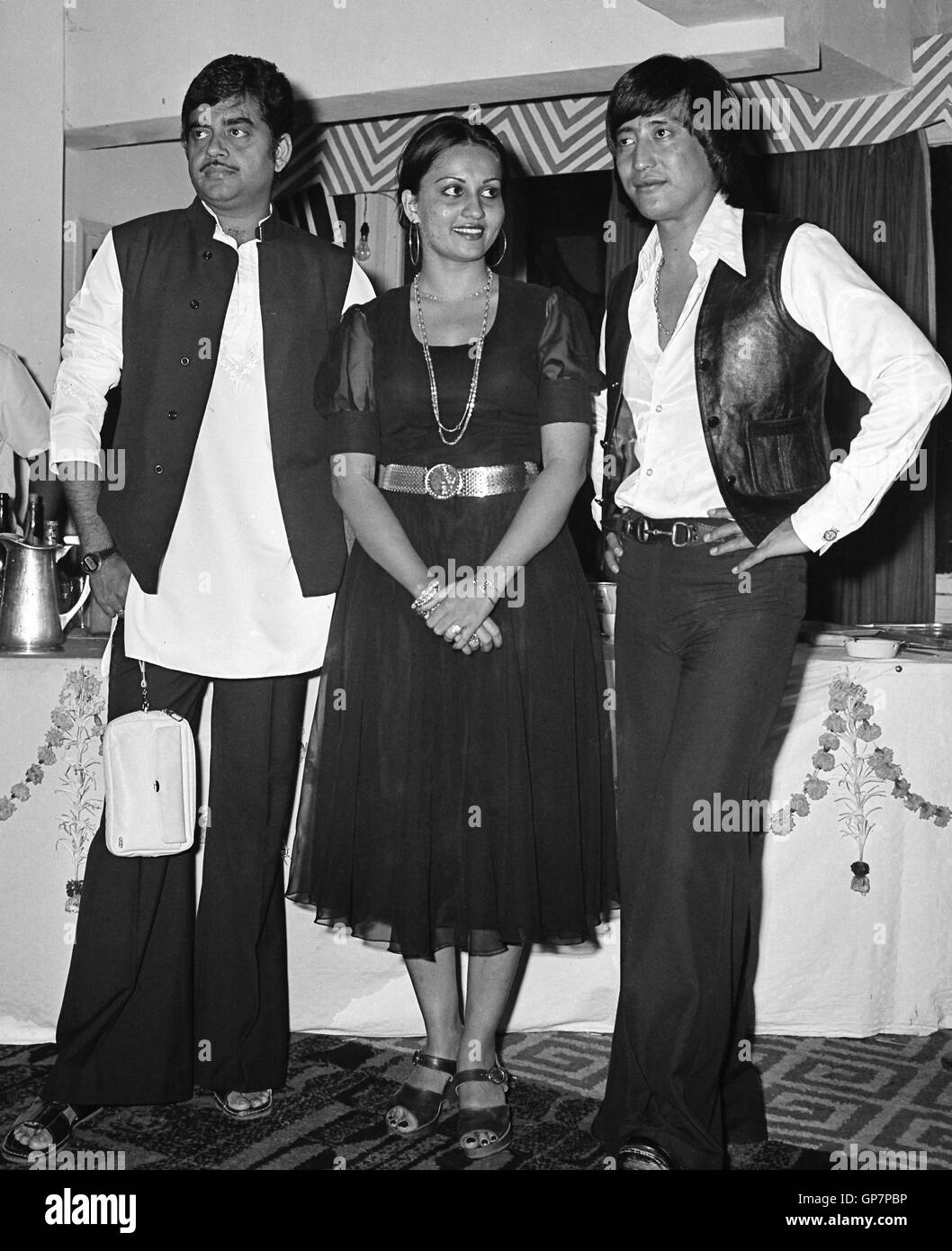 Indian, bollywood actors, kim with danny denzongpa and protima bedi, india, asia Stock Photo