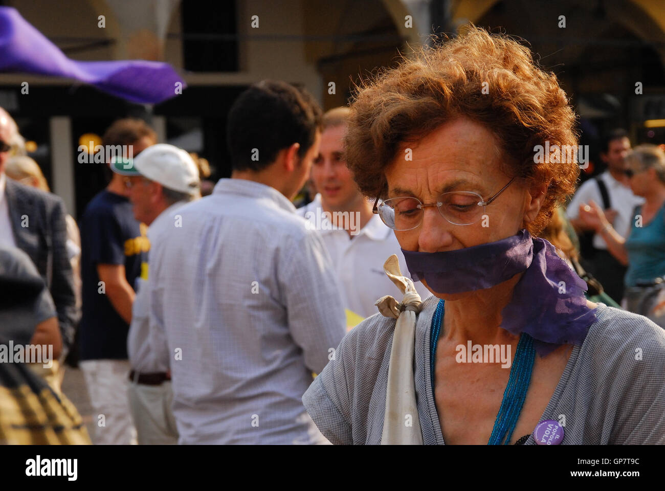 Padua, Italy, July 1st, 2010. No Bavaglio Day, the manifestation against the law that threatens the freedom of the press. Stock Photo