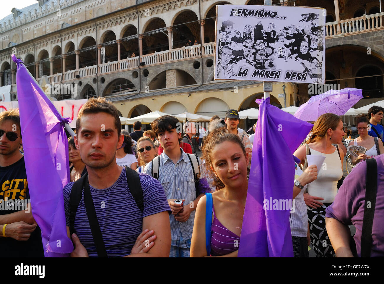 Padua, Italy, July 1st, 2010. No Bavaglio Day, the manifestation against the law that threatens the freedom of the press. Stock Photo
