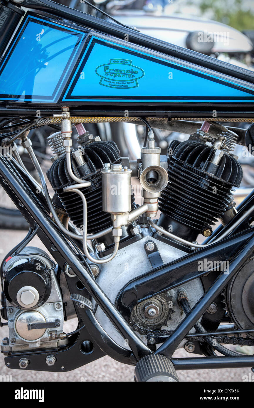 Francis Superior Motorcycle. Custom British Motorcycle at VMCC Banbury