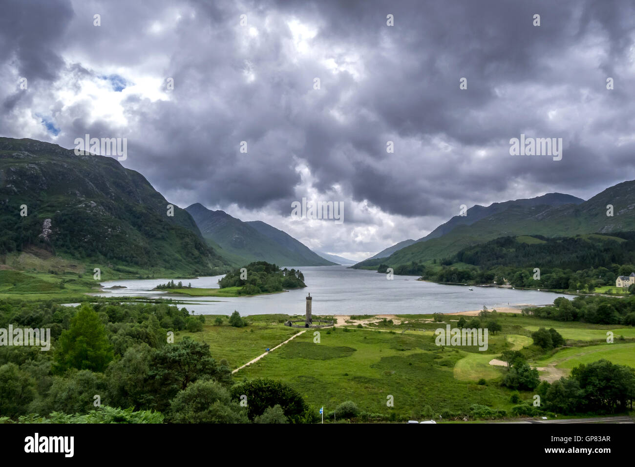 The Glenfinnan monument on the banks of Loch Shiel, Lochaber Stock
