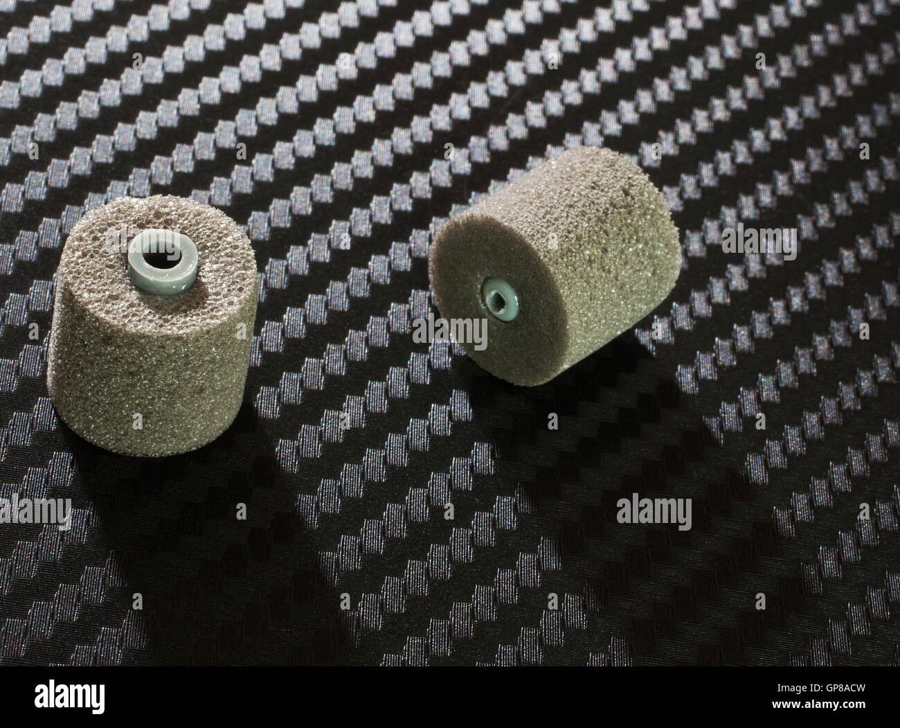 Foam inserts for the earpieces on electronic hearing protection Stock Photo