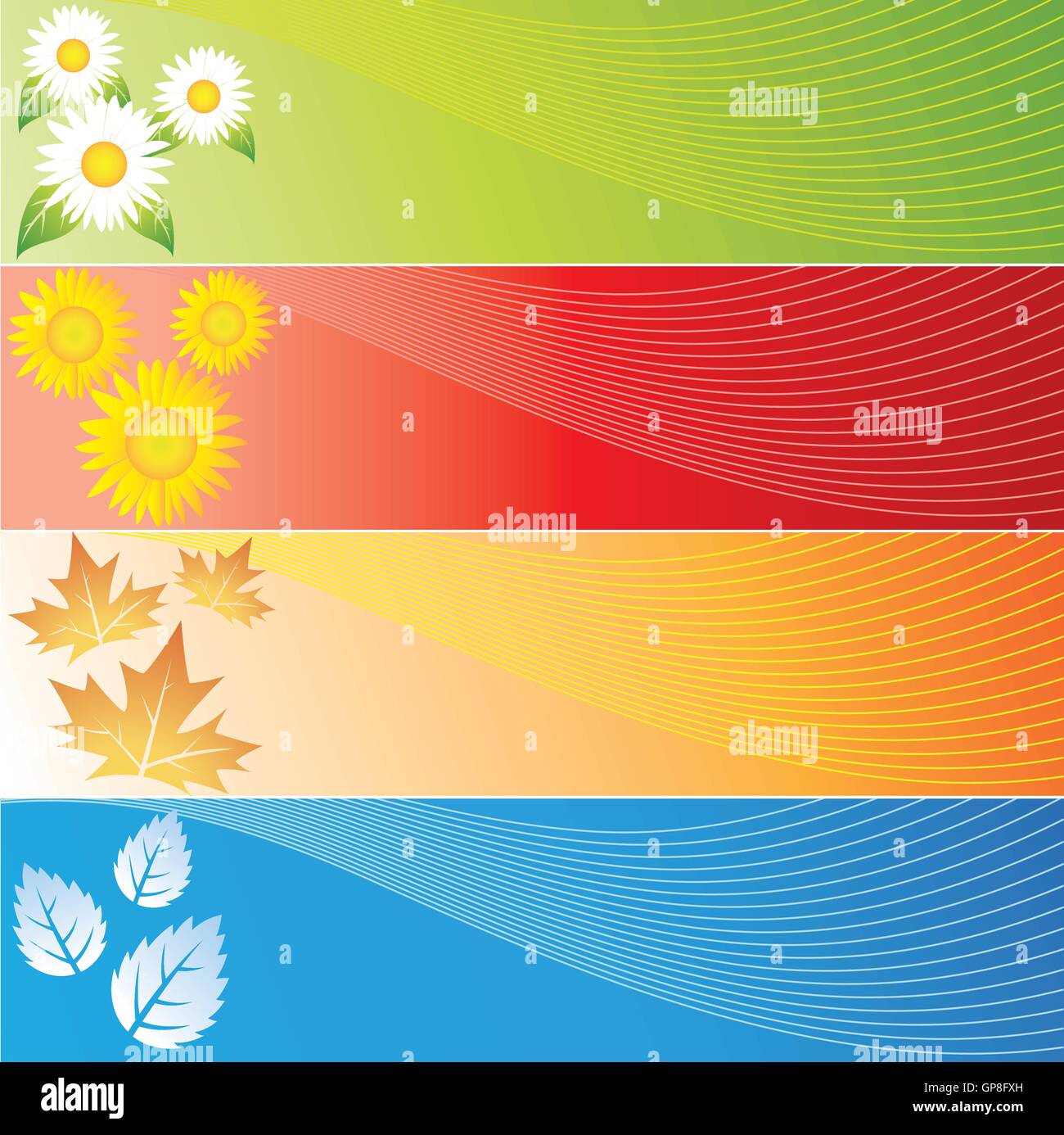 vector illustration of colourful Four Seasons Banners Stock Vector ...