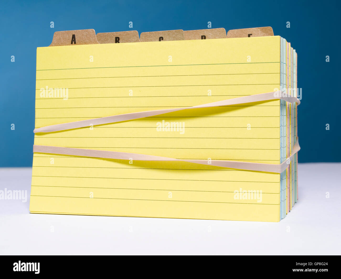 Blank Index Card with rubber bands Stock Photo Alamy