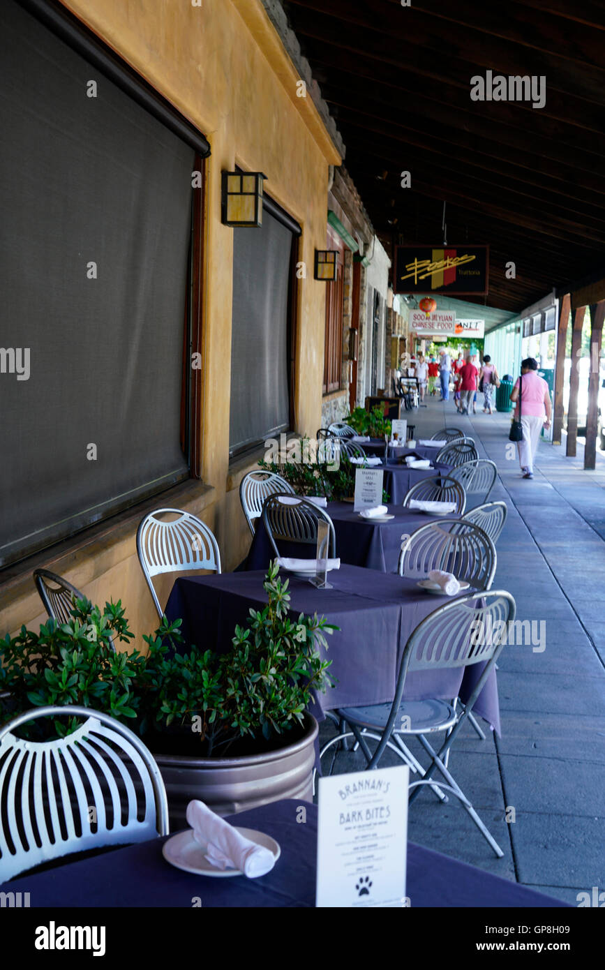 Outdoor seating of a local restaurant / wine bar.Calistoga,Napa Valley