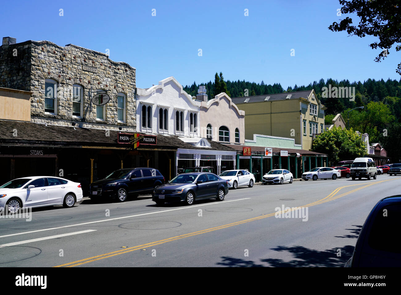 Downtown Calistoga in Napa Valley wine country,California,USA Stock