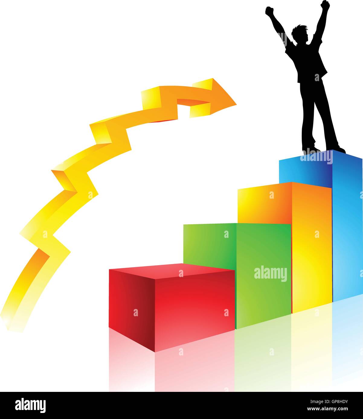 a graph illustration of a man's rise to success Stock Vector Image ...