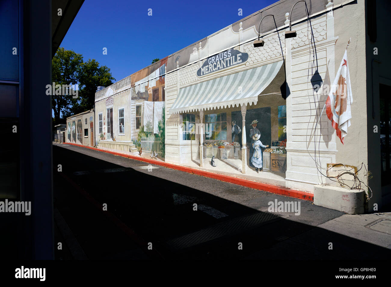 Mural showing local history of Calistoga,Calistoga,Napa Valley,Northern