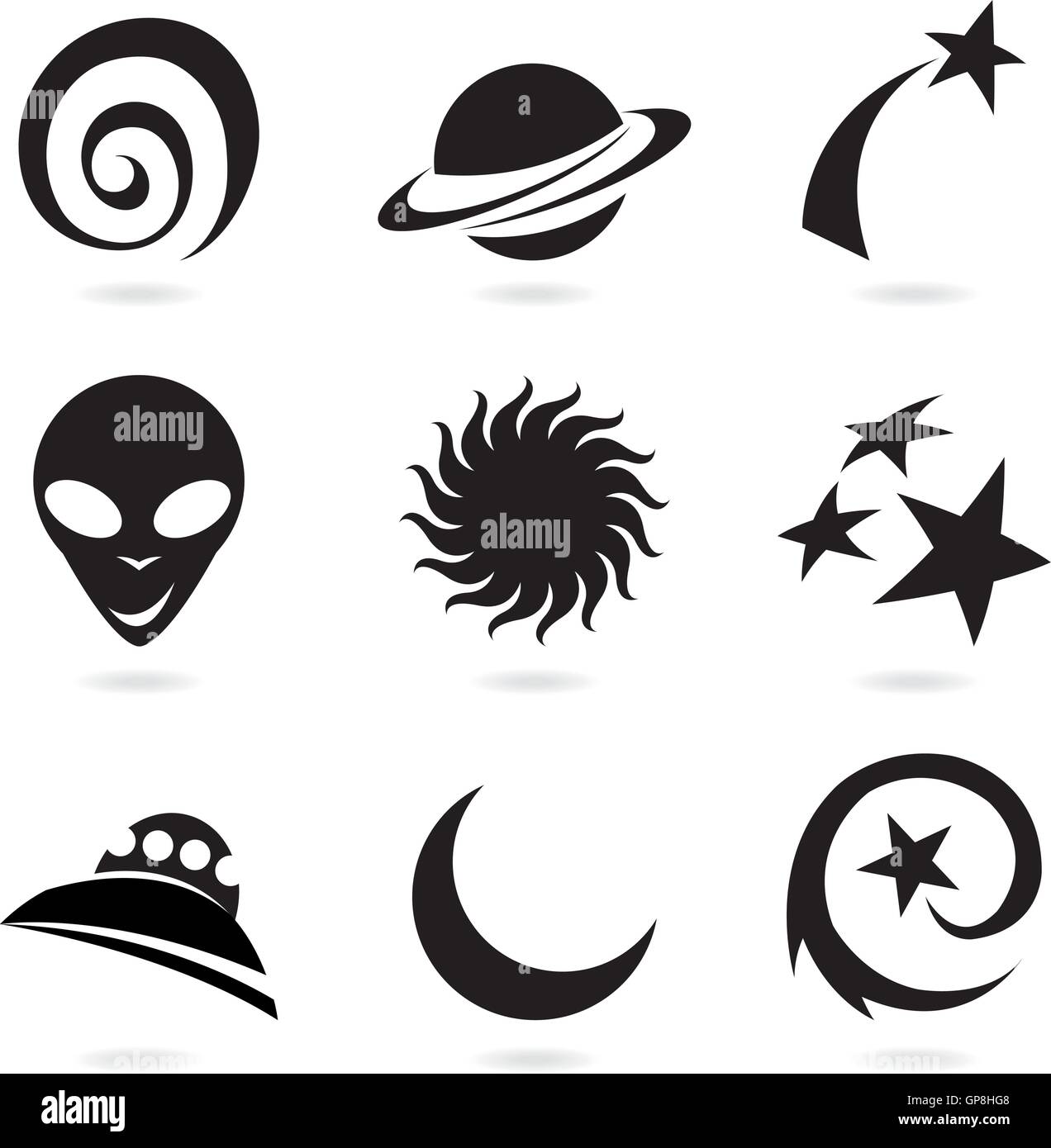 colourful fun space icons silhouettes Stock Vector