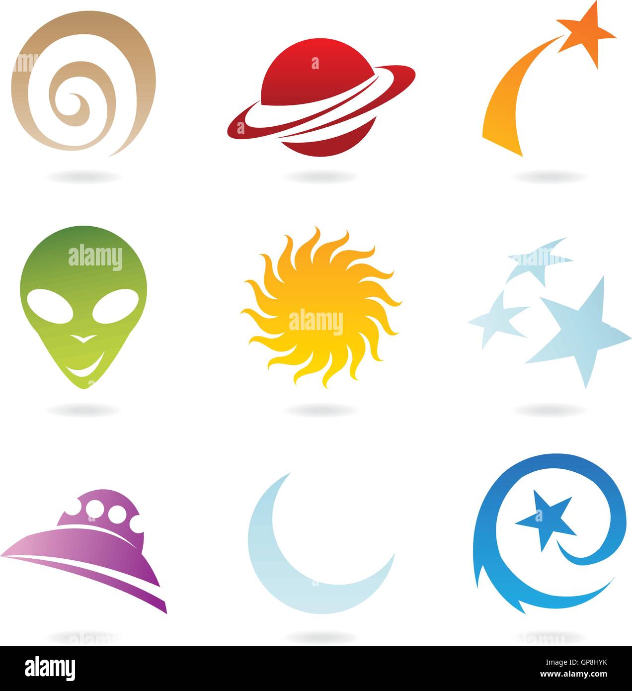 colourful fun space icons Stock Vector