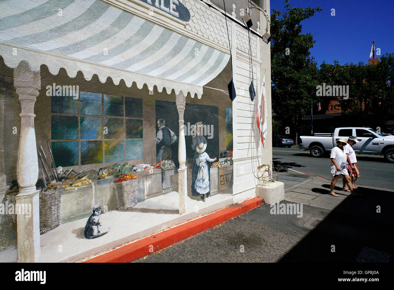 Mural showing local history of Calistoga,Calistoga,Napa Valley,Northern