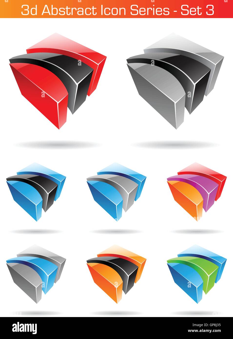 Vector EPS illustration of 3d Abstract Icon Series - Set 3 Stock Vector ...