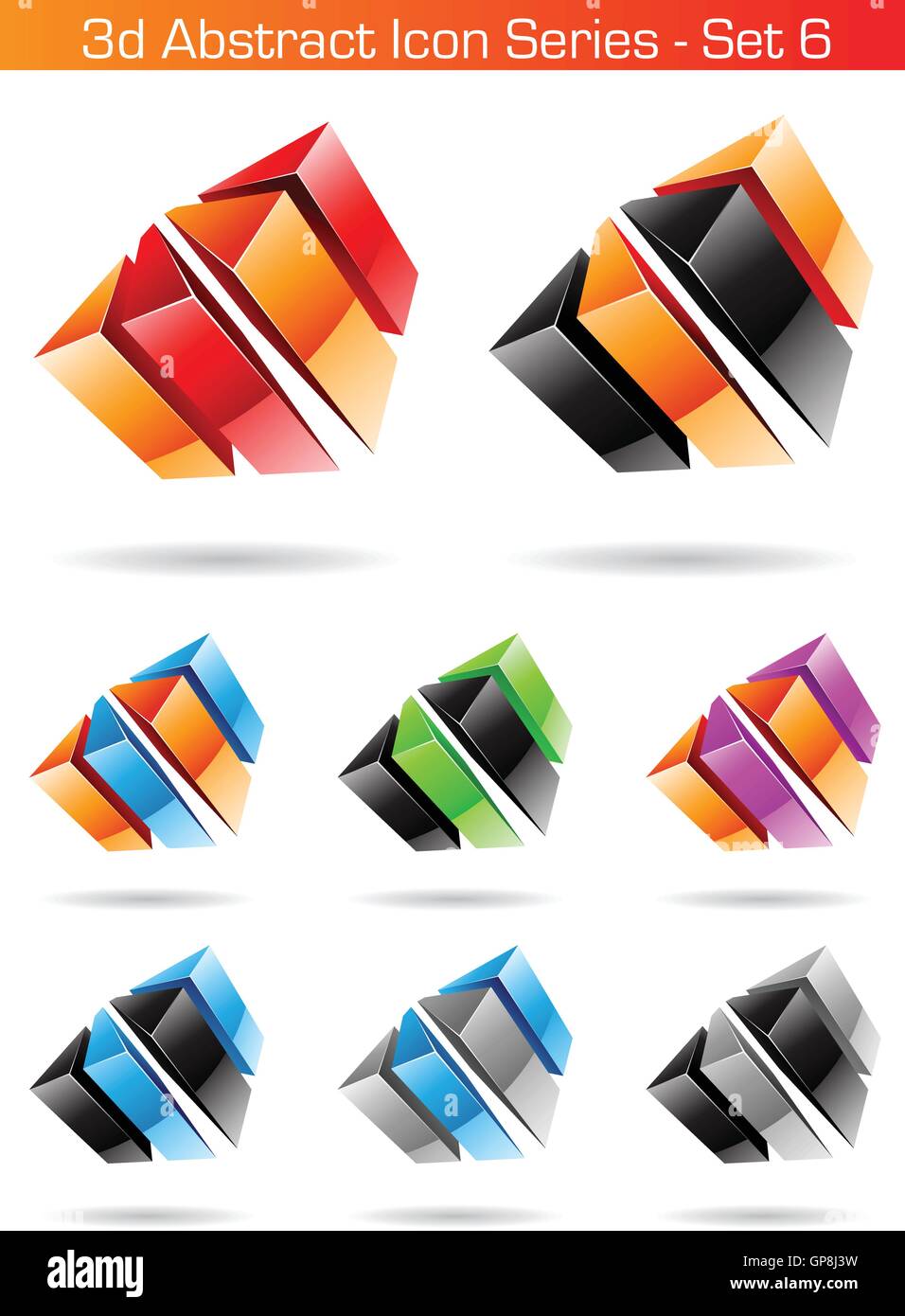 Vector EPS illustration of 3d Abstract Icon Series - Set 6 Stock Vector ...